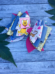 Handcrafted Valentine’s Pooh Bear Bow - A Sweet and Charming Accessory
