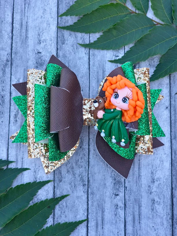 Handcrafted Forest Princess Bow - A Magical Accessory for Little Girls