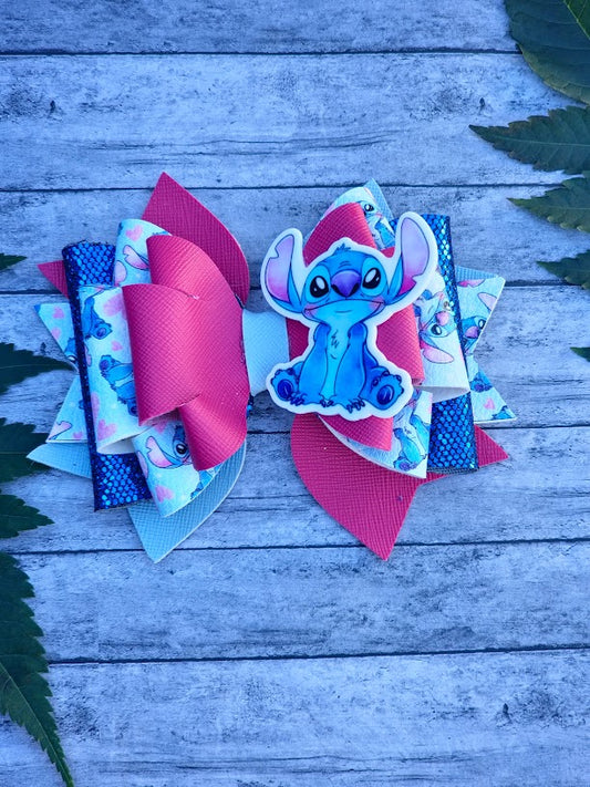 Handcrafted Stitch-Inspired Bow - A Playful and Unique Accessory