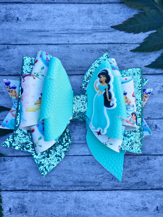 Handcrafted Princess Jasmine Glitter Bow - A Magical and Elegant Accessory